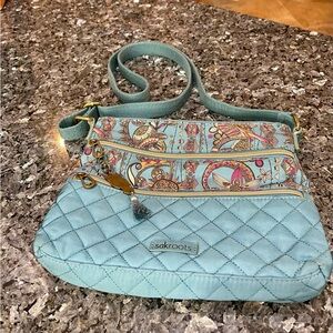 Sakroots Aqua Blue Paisley Quilted Crossbody Bag 12x9